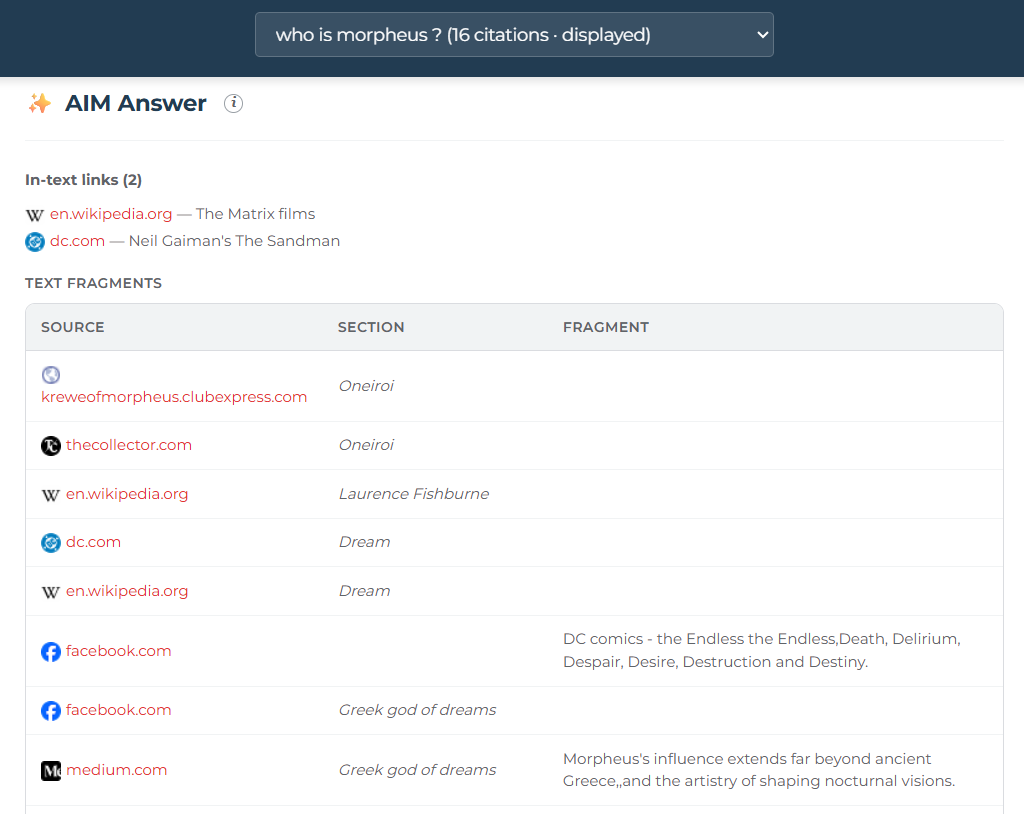 In-text links, Text Fragments & Sections